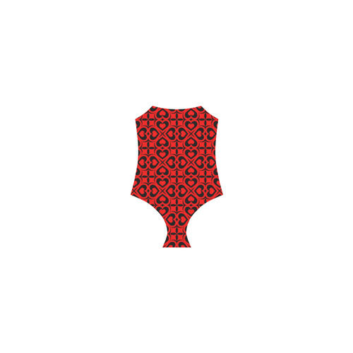 Red Black Heart Lattice Strap Swimsuit ( Model S05)