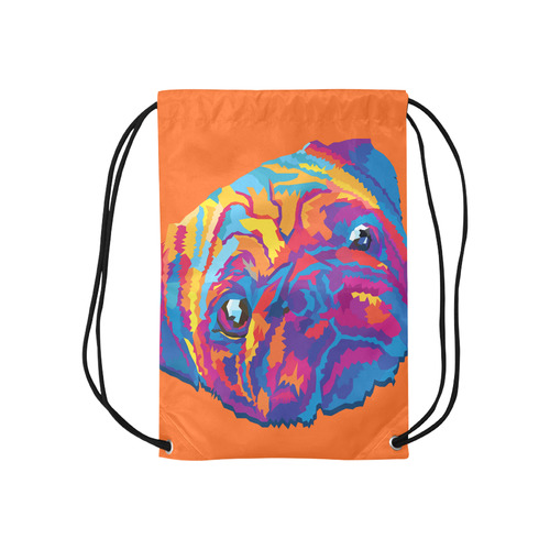 pop art pug Small Drawstring Bag Model 1604 (Twin Sides) 11"(W) * 17.7"(H)