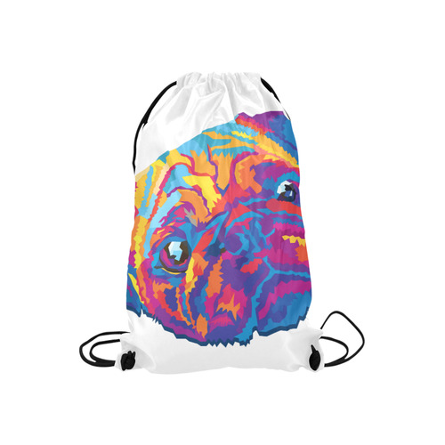 pop art pug Small Drawstring Bag Model 1604 (Twin Sides) 11"(W) * 17.7"(H)