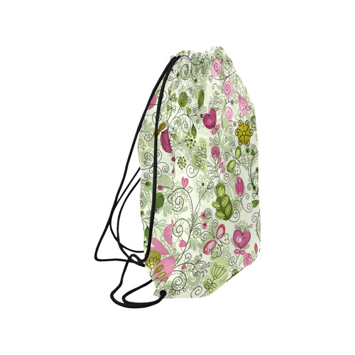 doodle flowers, flower Medium Drawstring Bag Model 1604 (Twin Sides) 13.8"(W) * 18.1"(H)