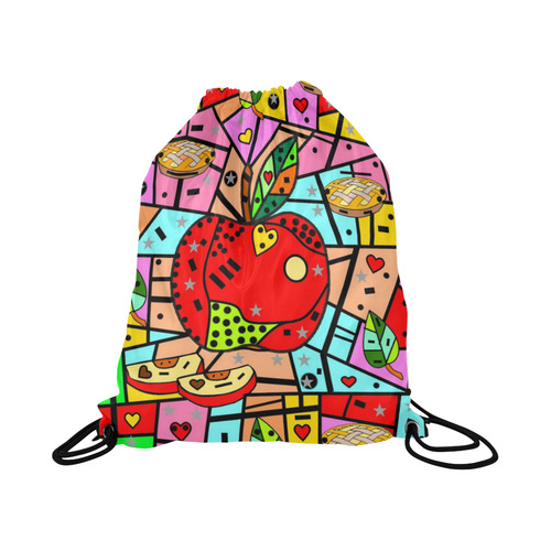 Apple Popart by Nico Bielow Large Drawstring Bag Model 1604 (Twin Sides)  16.5"(W) * 19.3"(H)