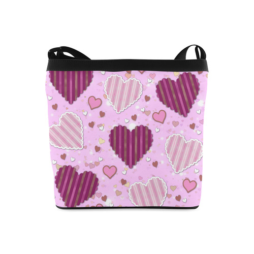 Pink Patchwork Hearts Crossbody Bags (Model 1613)