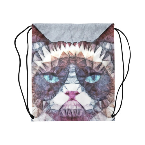 grouchy cat Large Drawstring Bag Model 1604 (Twin Sides)  16.5"(W) * 19.3"(H)