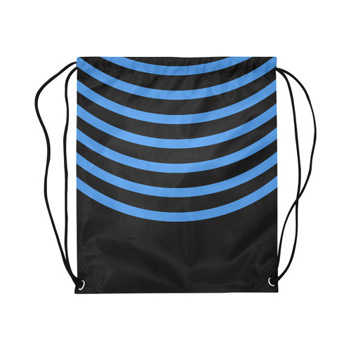 Modern Black Background Arch Stripes Cut Large Drawstring Bag Model 1604 (Twin Sides)  16.5"(W) * 19.3"(H)