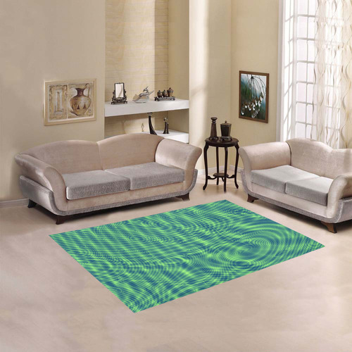 abstract moire green Area Rug 5'3''x4'