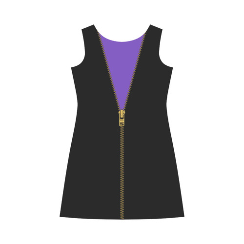 ZIPPER metal gold Black Background Bateau A-Line Skirt (D21)