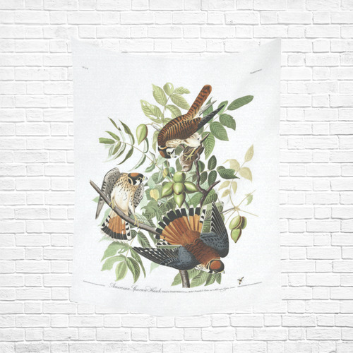 Audubon American Sparrow Hawk Birds of America Cotton Linen Wall Tapestry 60"x 80"