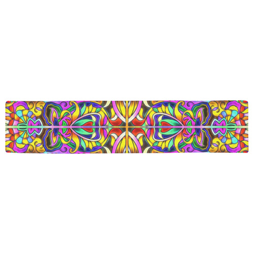 Oriental Ornaments Mosaic multicolored Table Runner 16x72 inch