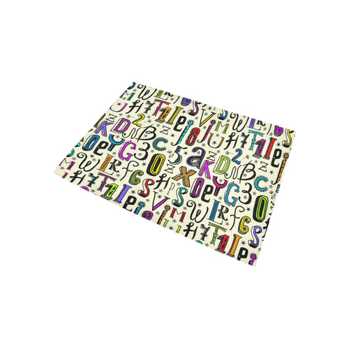 Letters Numbers Stars Typography Pattern Colored Area Rug 5'3''x4'