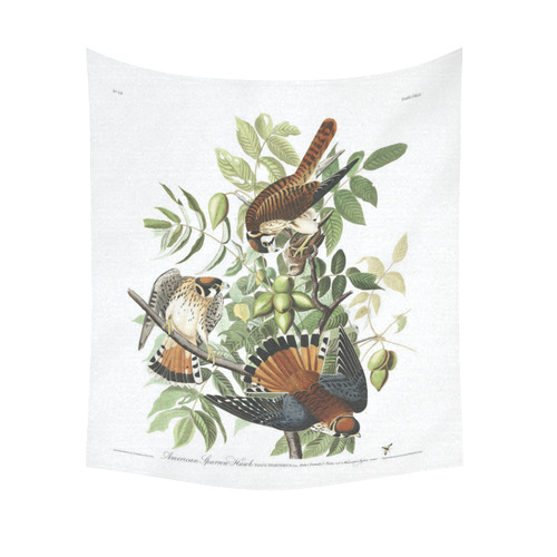 Audubon American Sparrow Hawk Birds of America Cotton Linen Wall Tapestry 51"x 60"