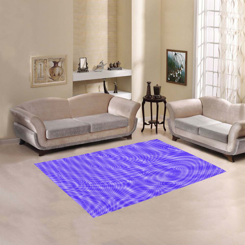 abstract moire blue Area Rug 5'3''x4'