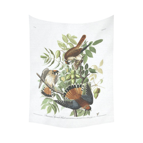 Audubon American Sparrow Hawk Birds of America Cotton Linen Wall Tapestry 60"x 80"
