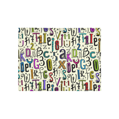 Letters Numbers Stars Typography Pattern Colored Area Rug 5'3''x4'