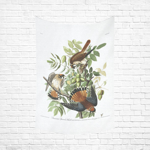 Audubon American Sparrow Hawk Birds of America Cotton Linen Wall Tapestry 60"x 90"