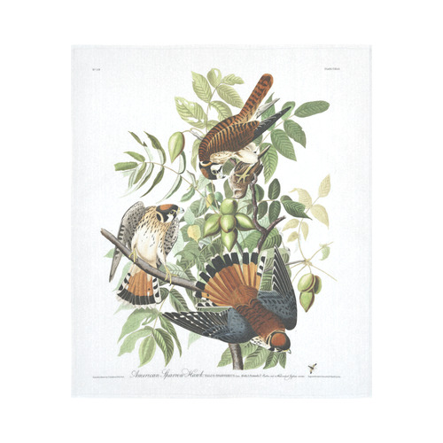 Audubon American Sparrow Hawk Birds of America Cotton Linen Wall Tapestry 51"x 60"