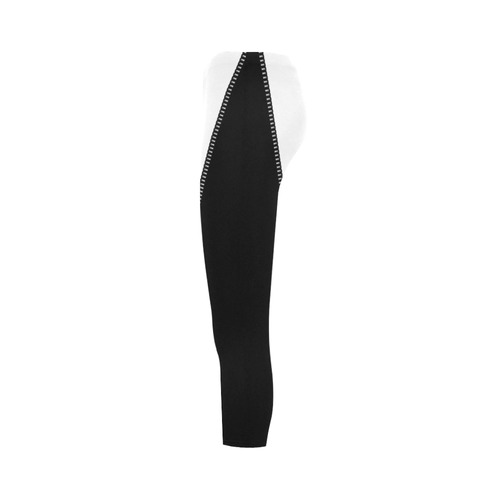 ZIPPER White Grey and Black Background Capri Legging (Model L02)
