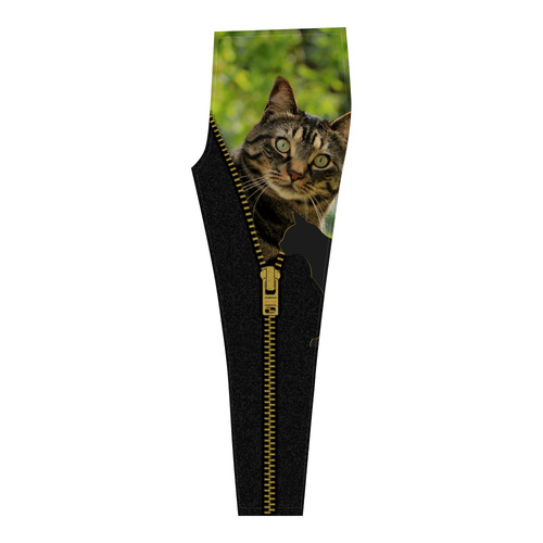 ZIPPER CUTE CAT FLOWERS Cassandra Women's Leggings (Model L01)