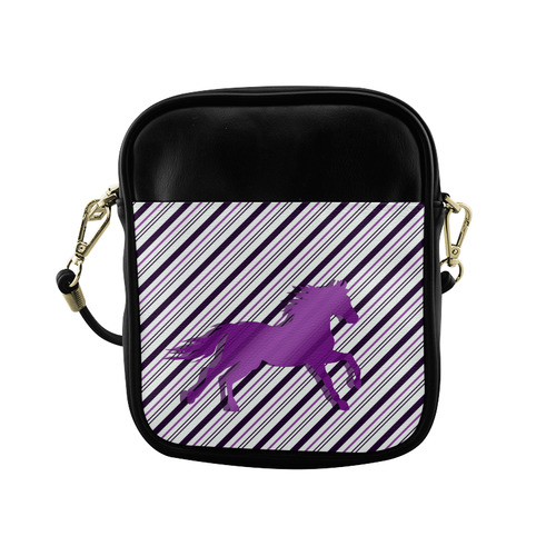 Running Horse on Stripes Sling Bag (Model 1627)