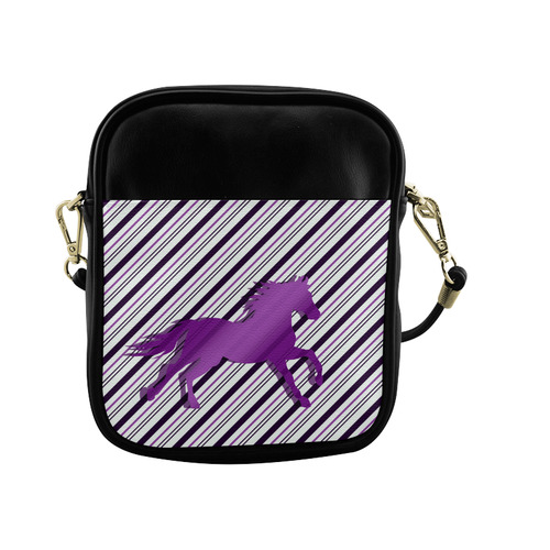 Running Horse on Stripes Sling Bag (Model 1627)