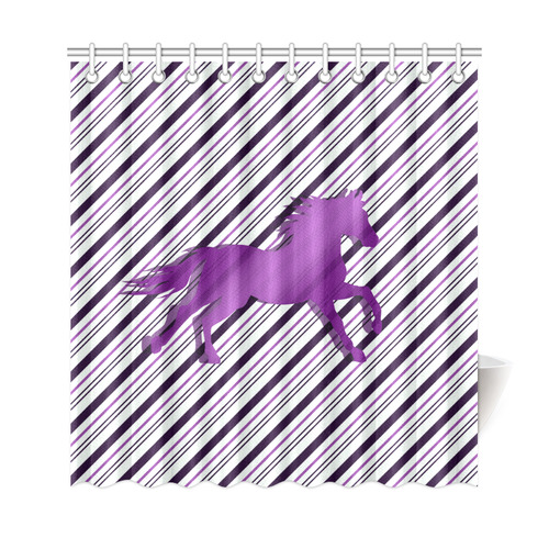 Running Horse on Stripes Shower Curtain 69"x72"