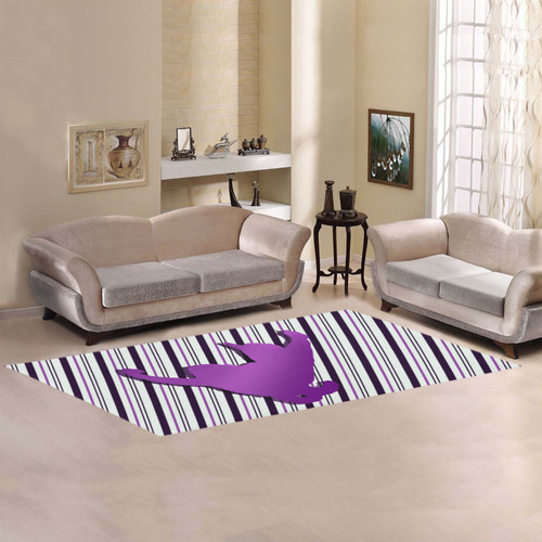 Cat stretch out on Stripes Area Rug 9'6''x3'3''