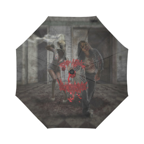 Happy Valentines Day Zombie Couple Auto-Foldable Umbrella (Model U04)