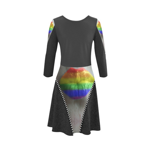 ZIPPER RAINBOW KISS LIPS 3/4 Sleeve Sundress (D23)