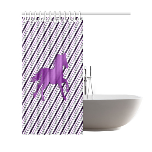 Running Horse on Stripes Shower Curtain 69"x72"