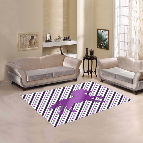 Running Horse on Stripes Area Rug 5'3''x4'