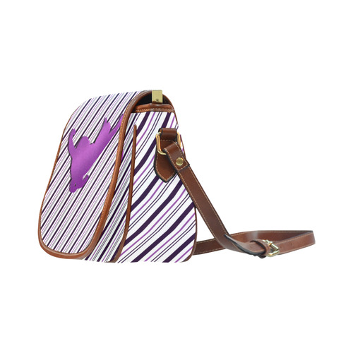 Cat stretch out on Stripes Saddle Bag/Small (Model 1649) Full Customization