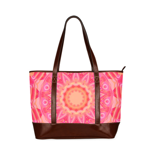 Pink Orange and Rose Abstract Flower Tote Handbag (Model 1642)