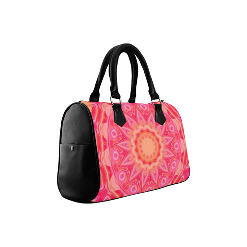 Abstract Flower Pink Orange and Rose Floral Boston Handbag (Model 1621)