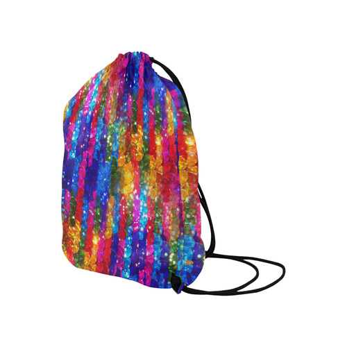 Rainbow Glitter Sequins Large Drawstring Bag Model 1604 (Twin Sides)  16.5"(W) * 19.3"(H)
