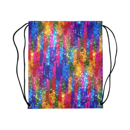 Rainbow Glitter Sequins Large Drawstring Bag Model 1604 (Twin Sides)  16.5"(W) * 19.3"(H)