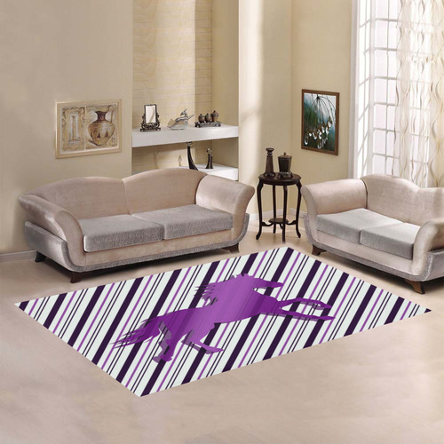 Running Horse on Stripes Area Rug7'x5'