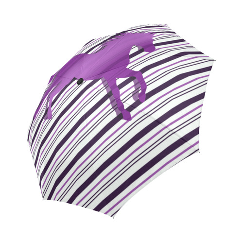 Running Horse on Stripes Auto-Foldable Umbrella (Model U04)