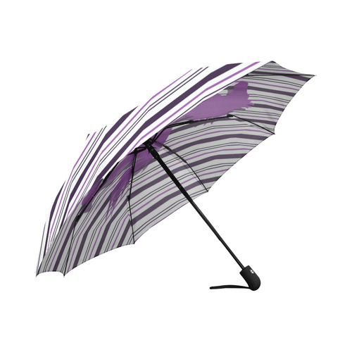 Running Horse on Stripes Auto-Foldable Umbrella (Model U04)