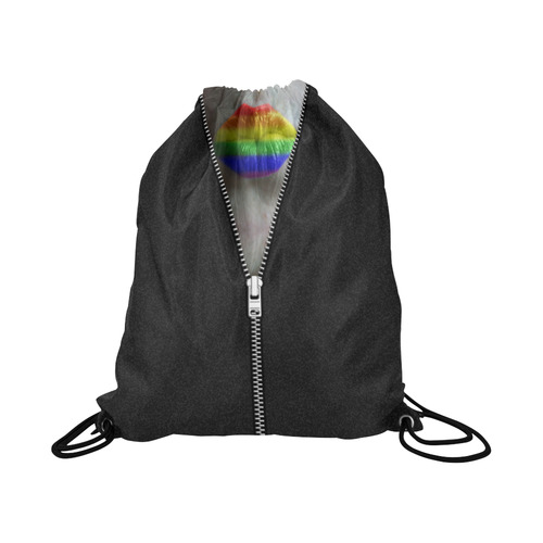 ZIPPER RAINBOW KISS LIPS Large Drawstring Bag Model 1604 (Twin Sides)  16.5"(W) * 19.3"(H)