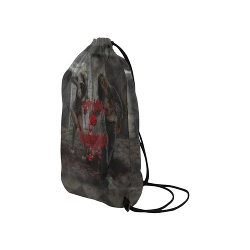 Happy Valentines Day Zombie Couple Small Drawstring Bag Model 1604 (Twin Sides) 11"(W) * 17.7"(H)