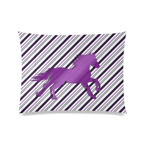 Running Horse on Stripes Custom Zippered Pillow Case 20"x26"(Twin Sides)
