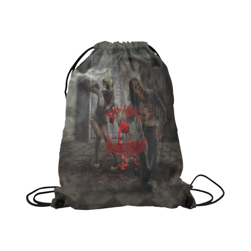 Happy Valentines Day Zombie Couple Large Drawstring Bag Model 1604 (Twin Sides)  16.5"(W) * 19.3"(H)