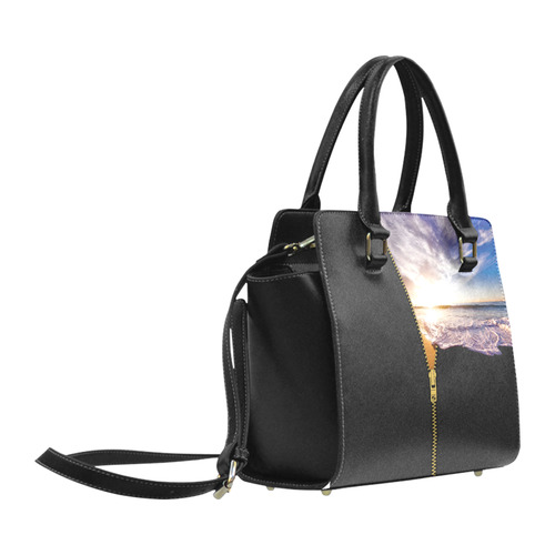 ZIPPER gold Sunset Beach Classic Shoulder Handbag (Model 1653)