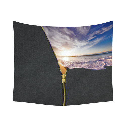 ZIPPER gold Sunset Beach Cotton Linen Wall Tapestry 60"x 51"