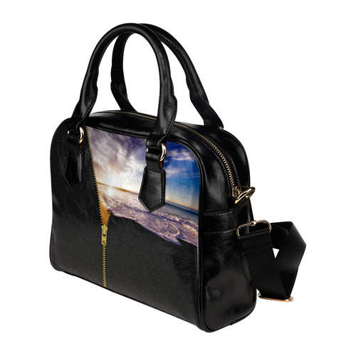 ZIPPER gold Sunset Beach Shoulder Handbag (Model 1634)