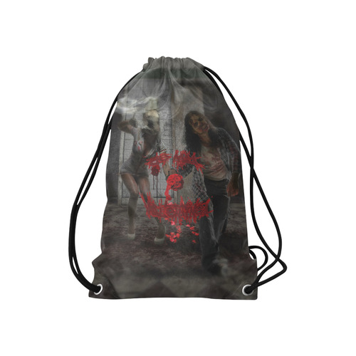 Happy Valentines Day Zombie Couple Small Drawstring Bag Model 1604 (Twin Sides) 11"(W) * 17.7"(H)