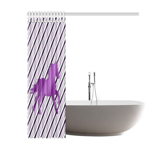 Running Horse on Stripes Shower Curtain 60"x72"