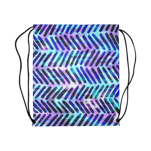 Blue Tribal Chevrons Large Drawstring Bag Model 1604 (Twin Sides)  16.5"(W) * 19.3"(H)