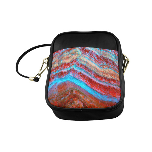 Red Blue Rock Layers Nature Art Sling Bag (Model 1627)