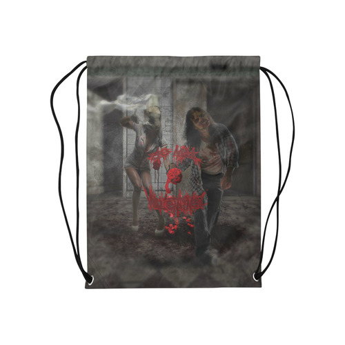 Happy Valentines Day Zombie Couple Medium Drawstring Bag Model 1604 (Twin Sides) 13.8"(W) * 18.1"(H)