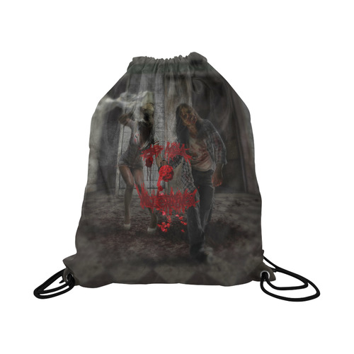 Happy Valentines Day Zombie Couple Large Drawstring Bag Model 1604 (Twin Sides)  16.5"(W) * 19.3"(H)